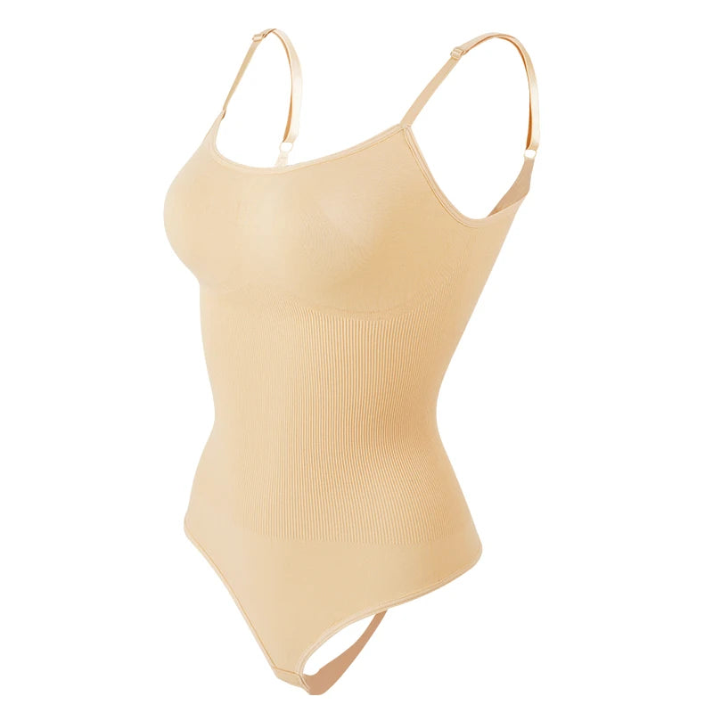 V Neck Spaghetti Strap Bodysuits Compression Body Suits Open Crotch Shapewear Slimming Body Shaper Smooth Out Bodysuit