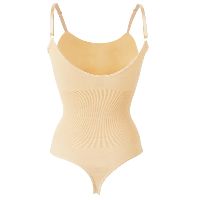 V Neck Spaghetti Strap Bodysuits Compression Body Suits Open Crotch Shapewear Slimming Body Shaper Smooth Out Bodysuit