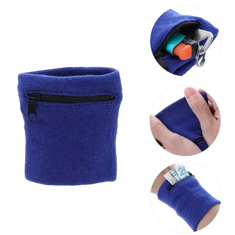 Sports Wristband Zipper Wrist Support Wallet Multifunction Gym Running Arm Band Bag Key Card Storage Bag Cycling Purse Sweatband