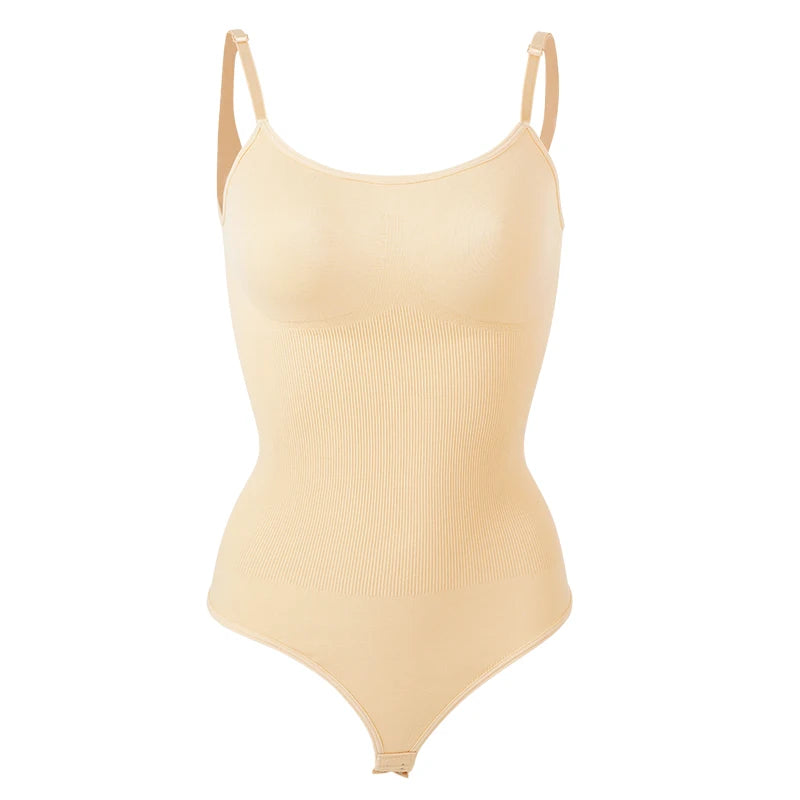 V Neck Spaghetti Strap Bodysuits Compression Body Suits Open Crotch Shapewear Slimming Body Shaper Smooth Out Bodysuit