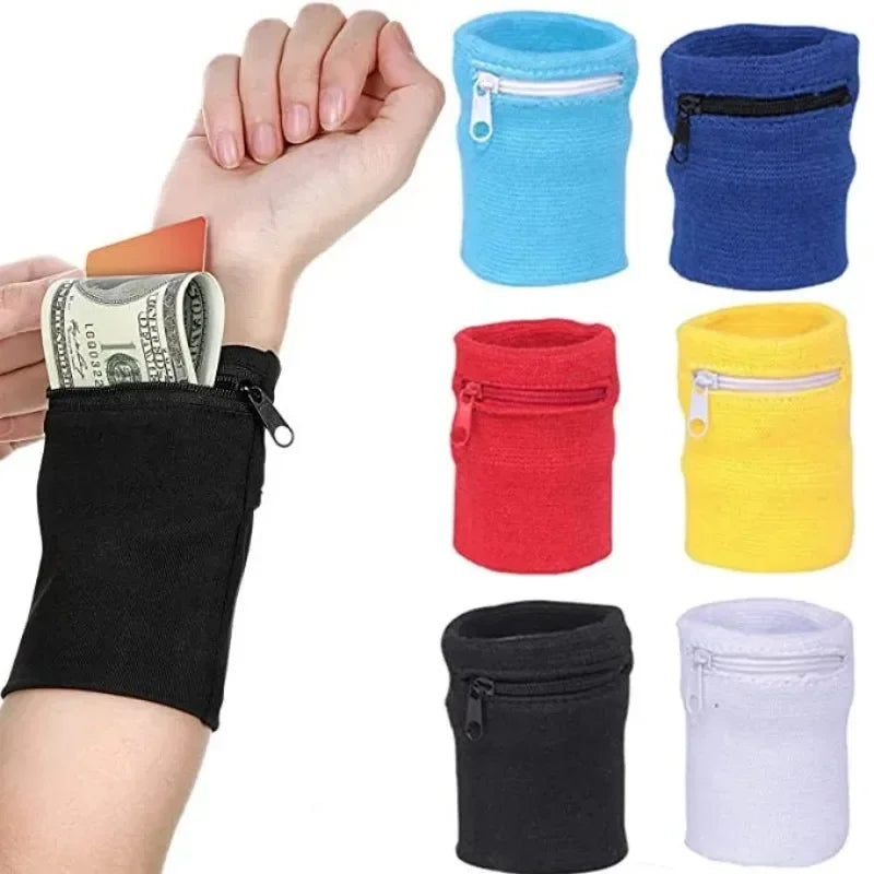 Sports Wristband Zipper Wrist Support Wallet Multifunction Gym Running Arm Band Bag Key Card Storage Bag Cycling Purse Sweatband