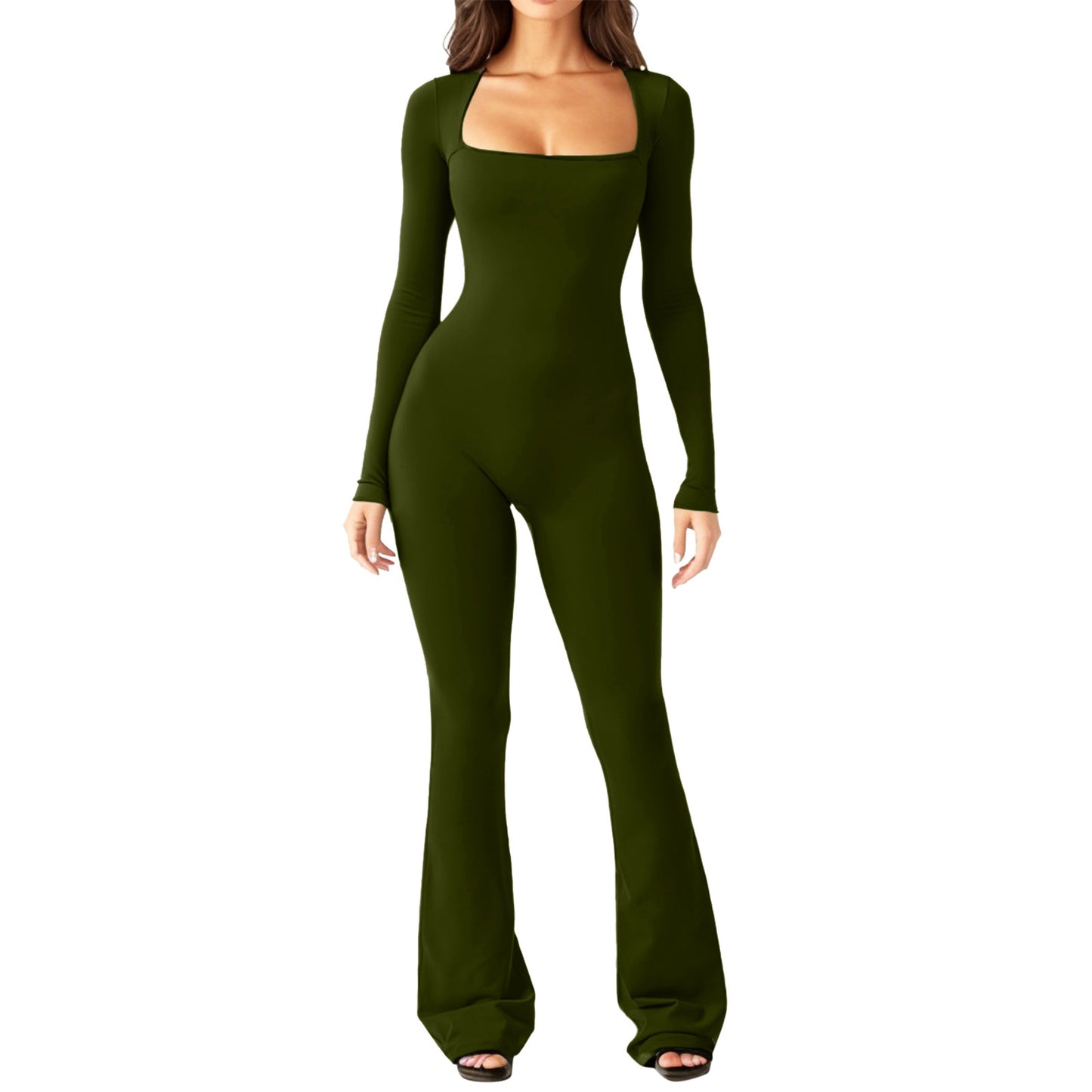 Women Long Sleeve Belly Waist Shaping Jumpsuit